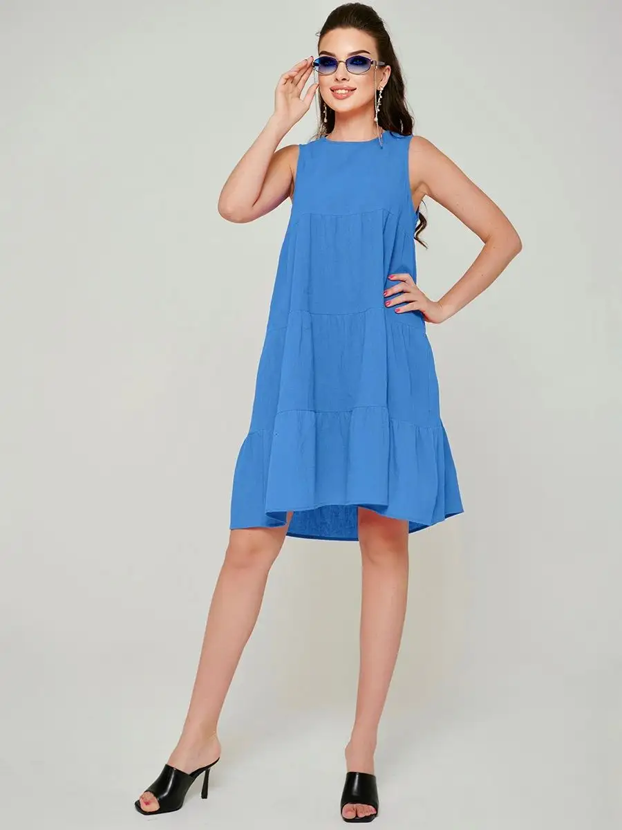 Синее платье женское сарафан летнее нарядное