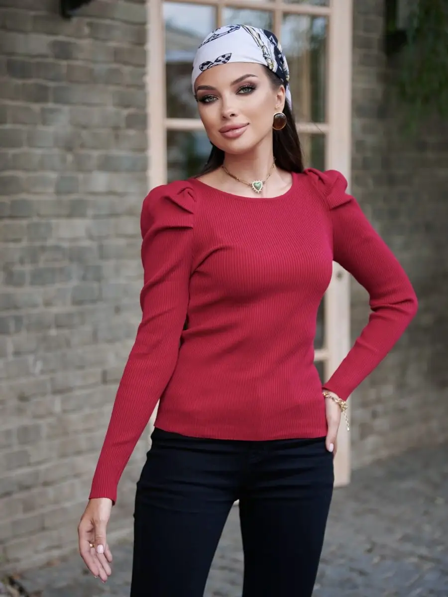 Кофта женская с длинным рукавом короткая лапша трикотажная