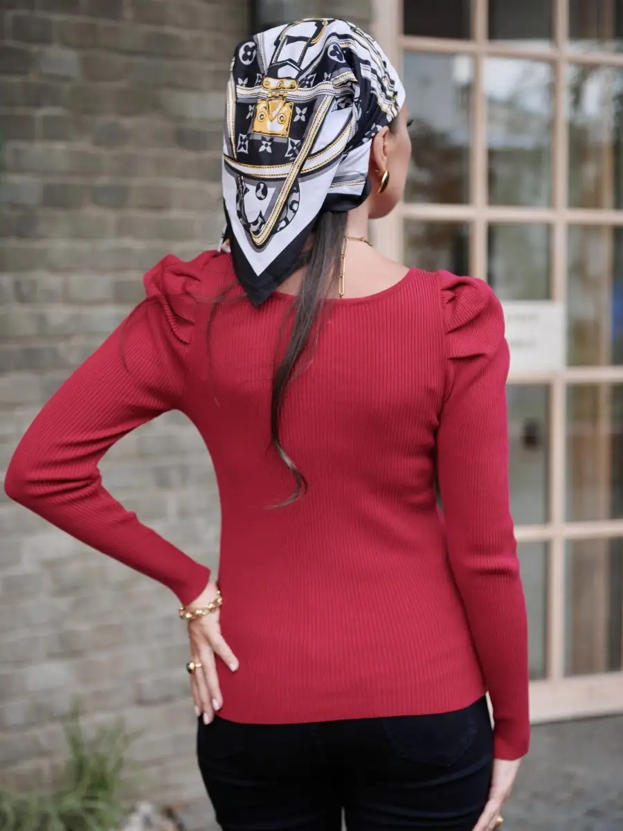 Марсала кофта женская с длинным рукавом короткая лапша трикотажная