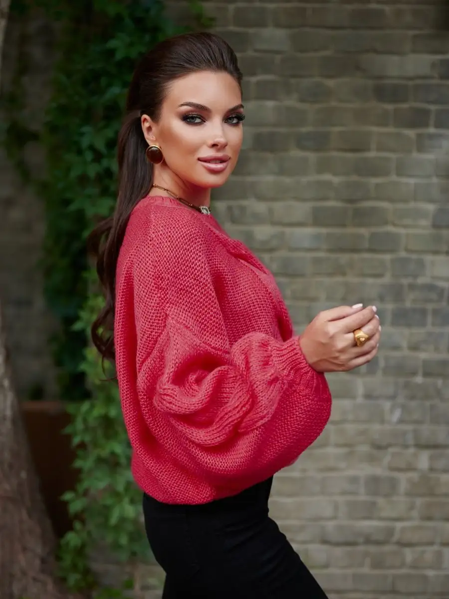 Розовая кофта женская с длинным рукавом