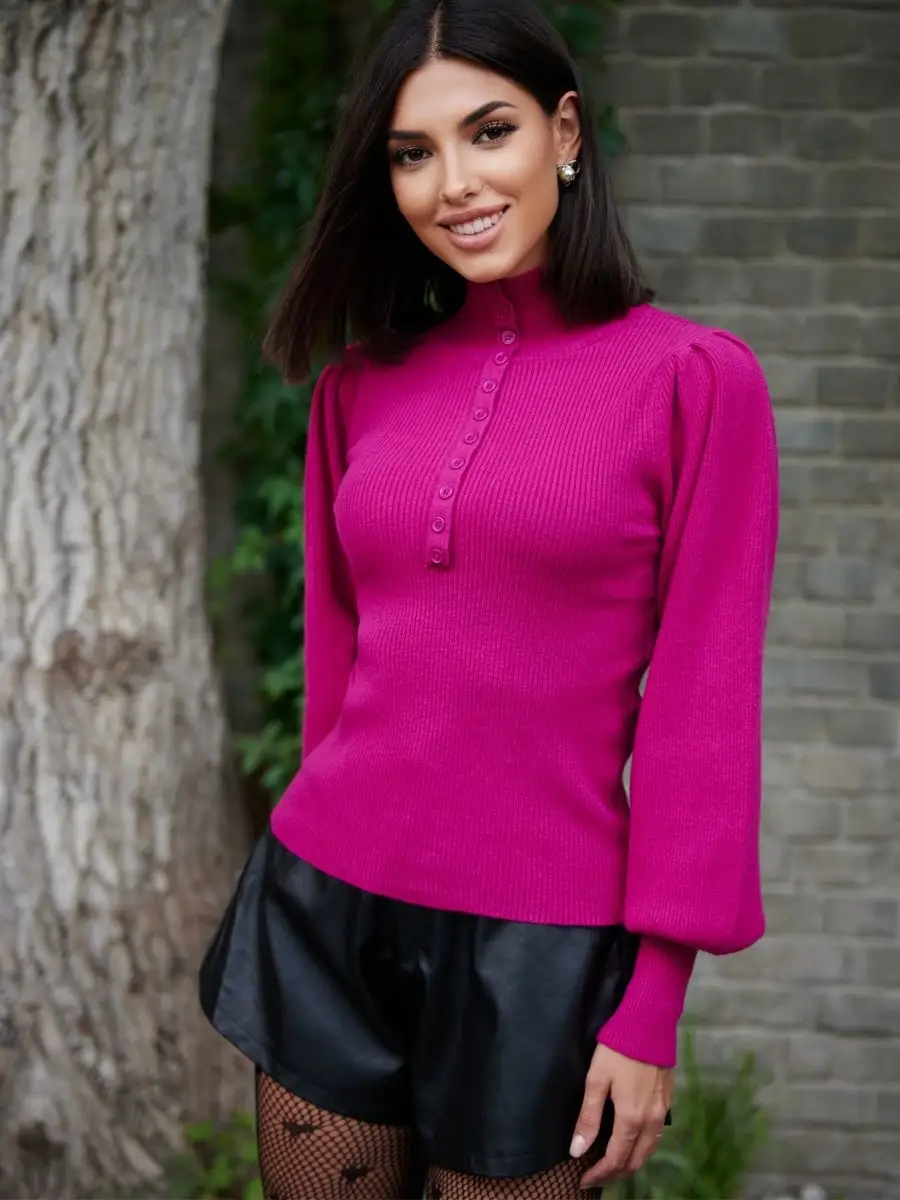 Баклажановая кофта с длинным рукавом