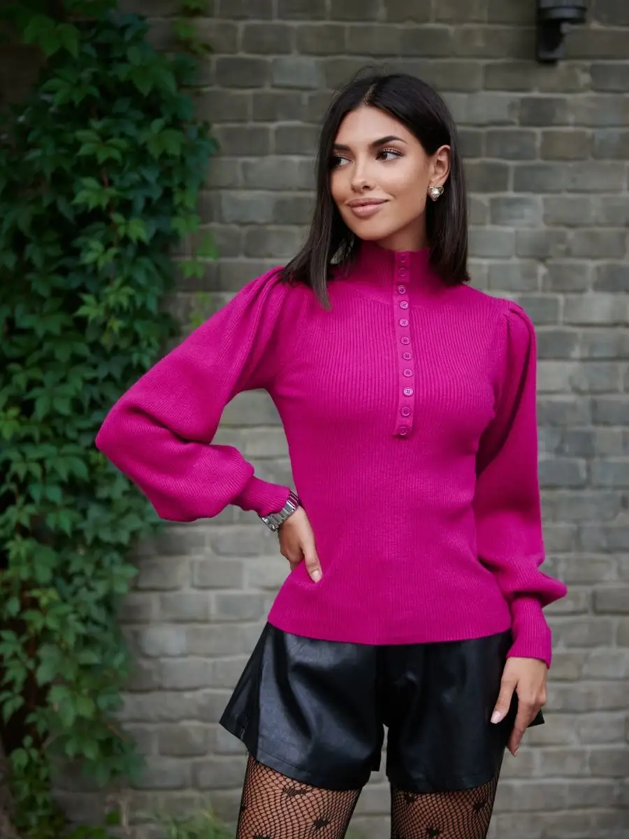 Баклажановая кофта с длинным рукавом