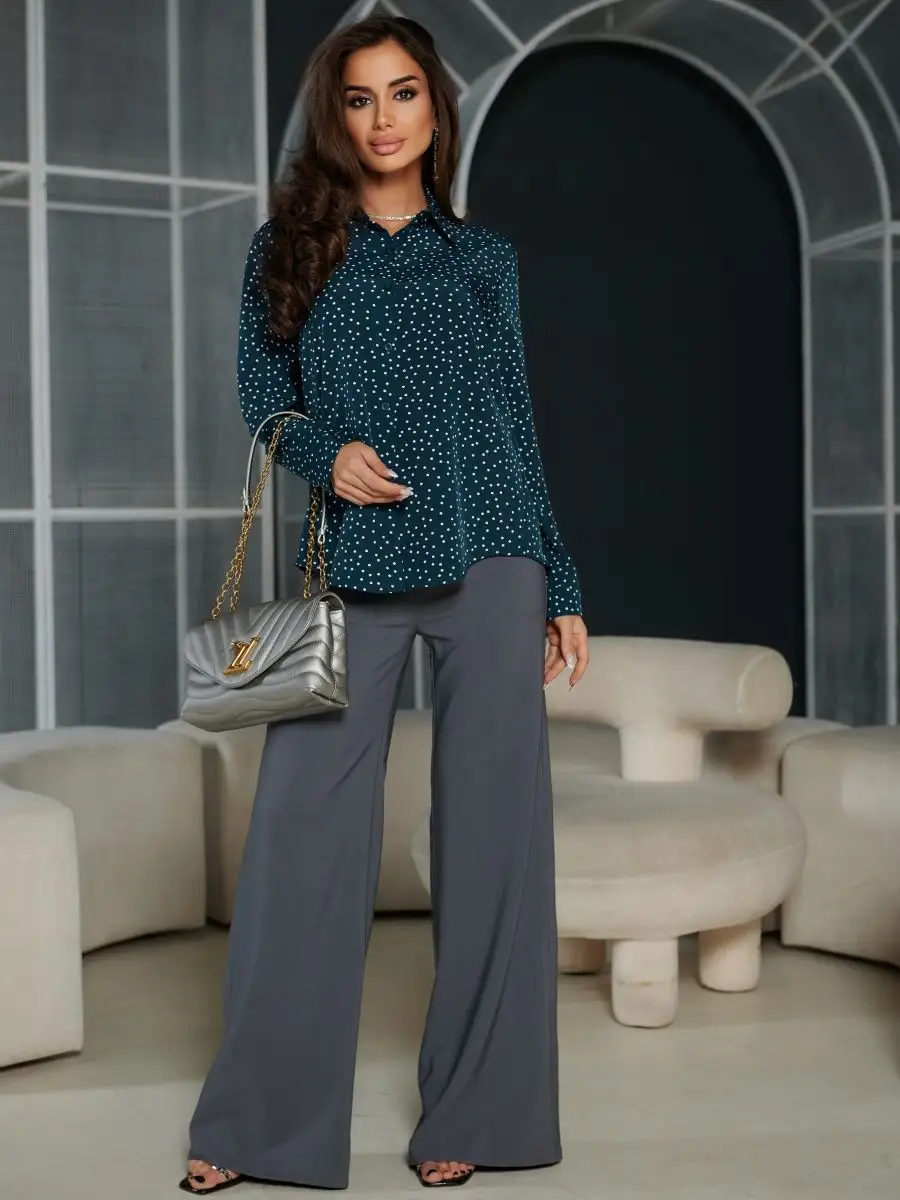 Блузка женская праздничная вечерняя нарядная в горошек