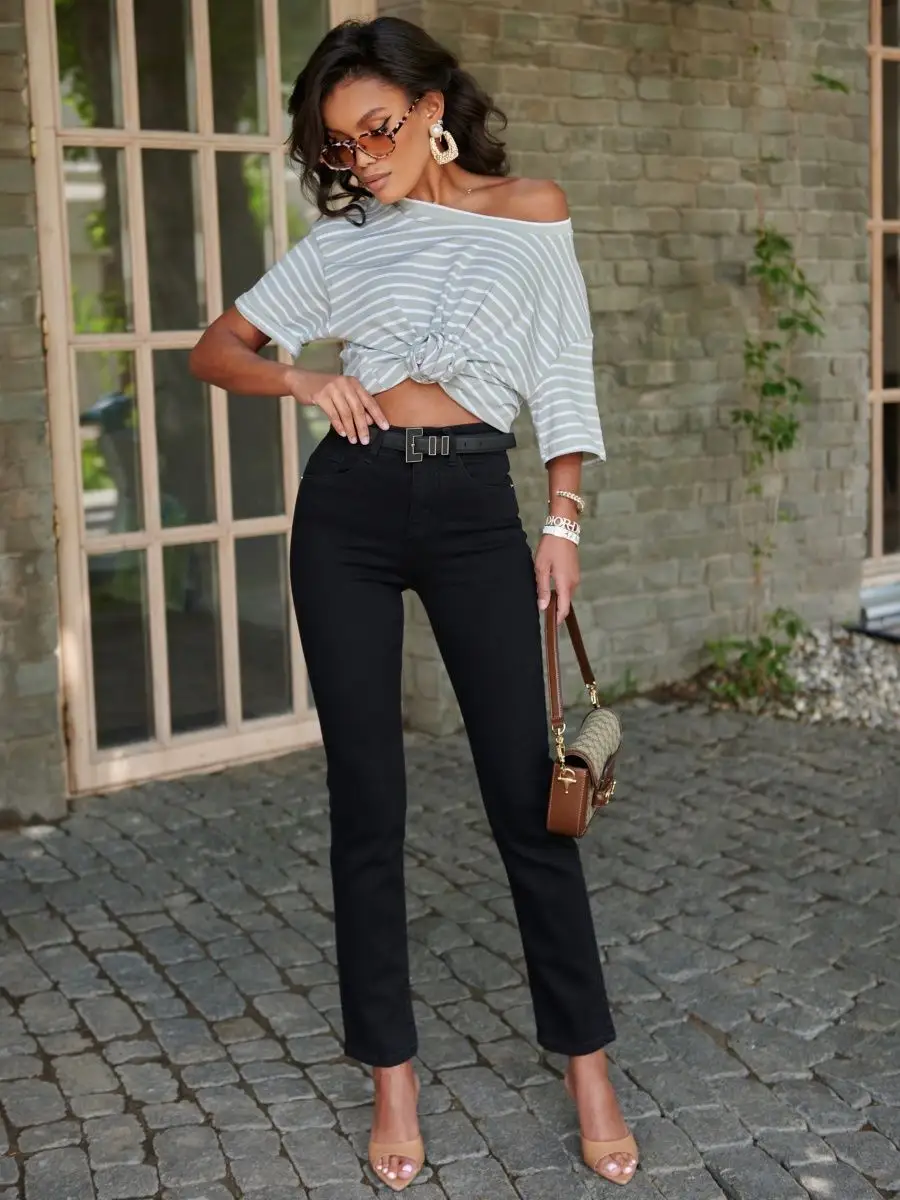 Джинсы прямые укороченные капри