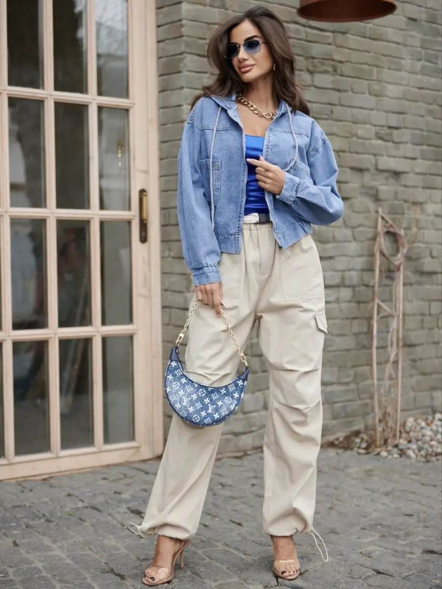 Синяя куртка джинсовая оверсайз