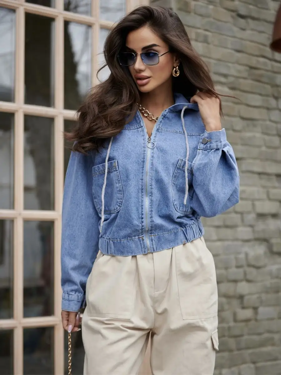 Синяя куртка джинсовая оверсайз