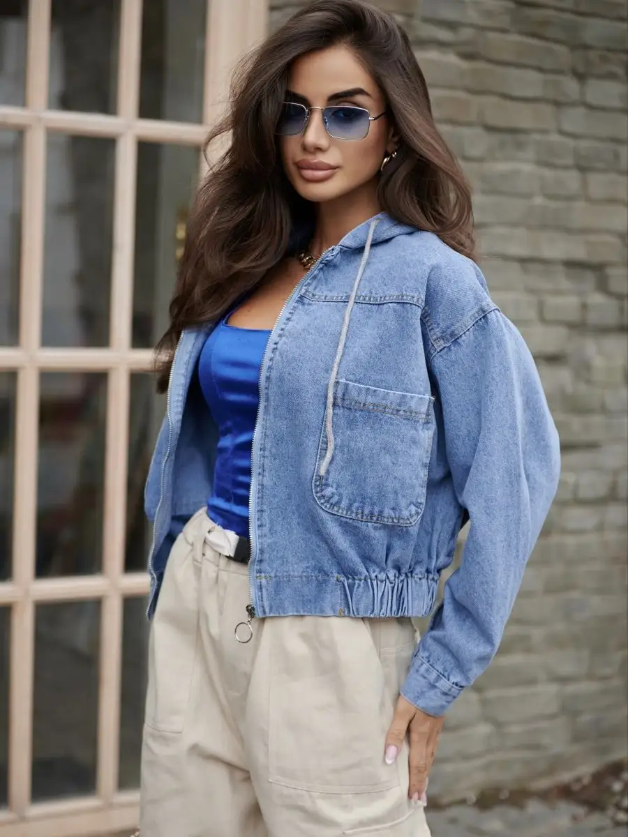 Синяя куртка джинсовая оверсайз