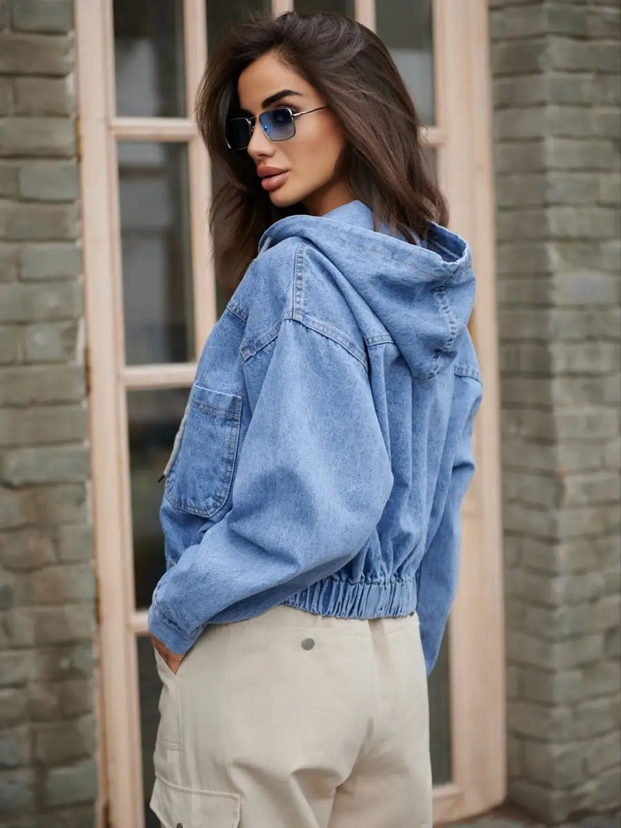 Синяя куртка джинсовая оверсайз