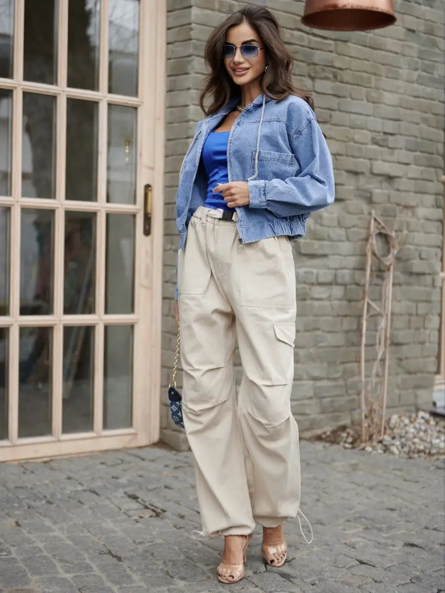 Синяя куртка джинсовая оверсайз