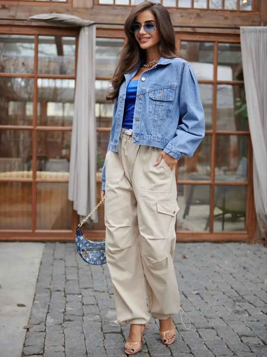 Синяя куртка джинсовая оверсайз