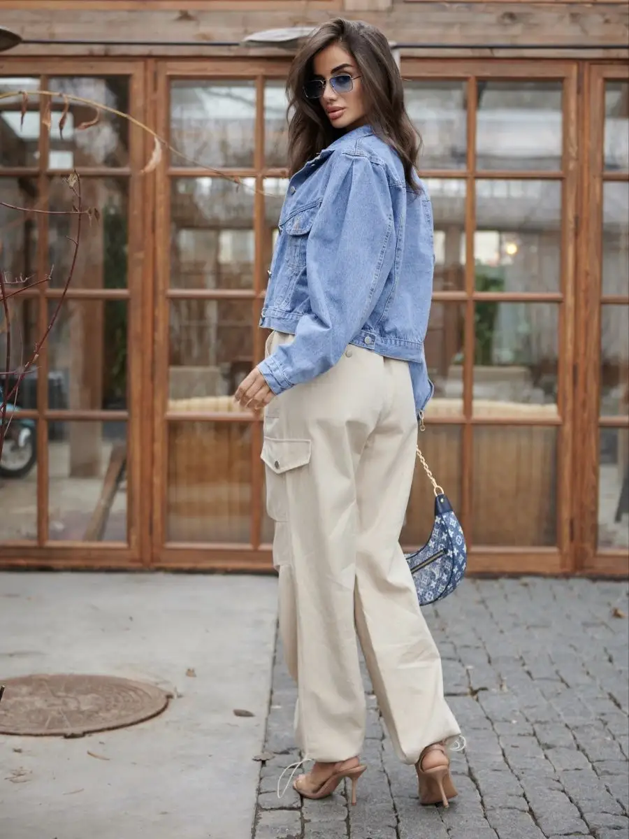 Синяя куртка джинсовая оверсайз