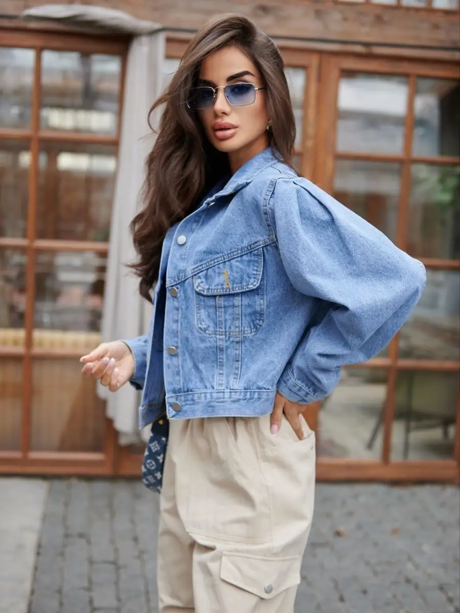 Синяя куртка джинсовая оверсайз