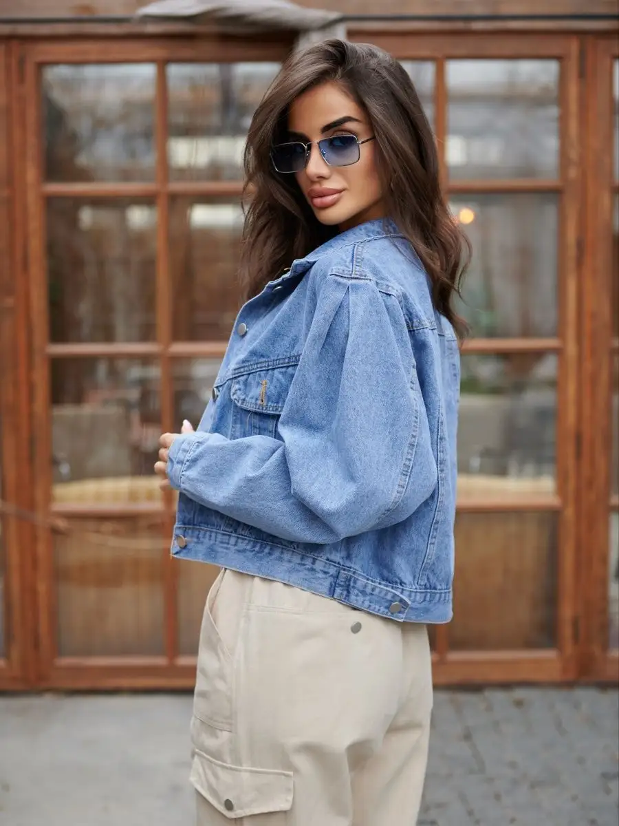 Синяя куртка джинсовая оверсайз