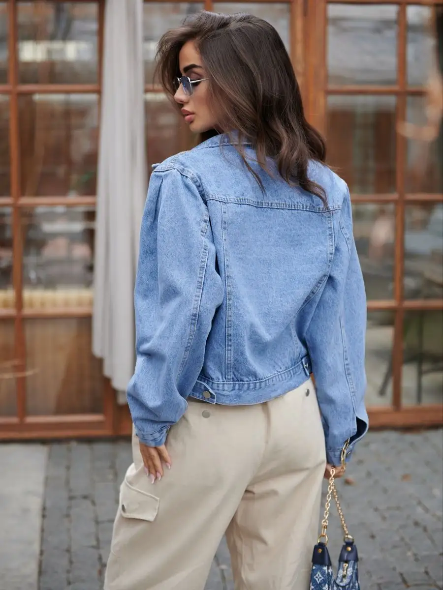 Синяя куртка джинсовая оверсайз