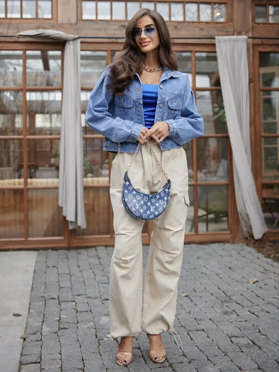 Синяя куртка джинсовая оверсайз