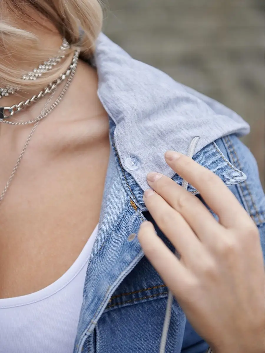 Синяя куртка джинсовая оверсайз