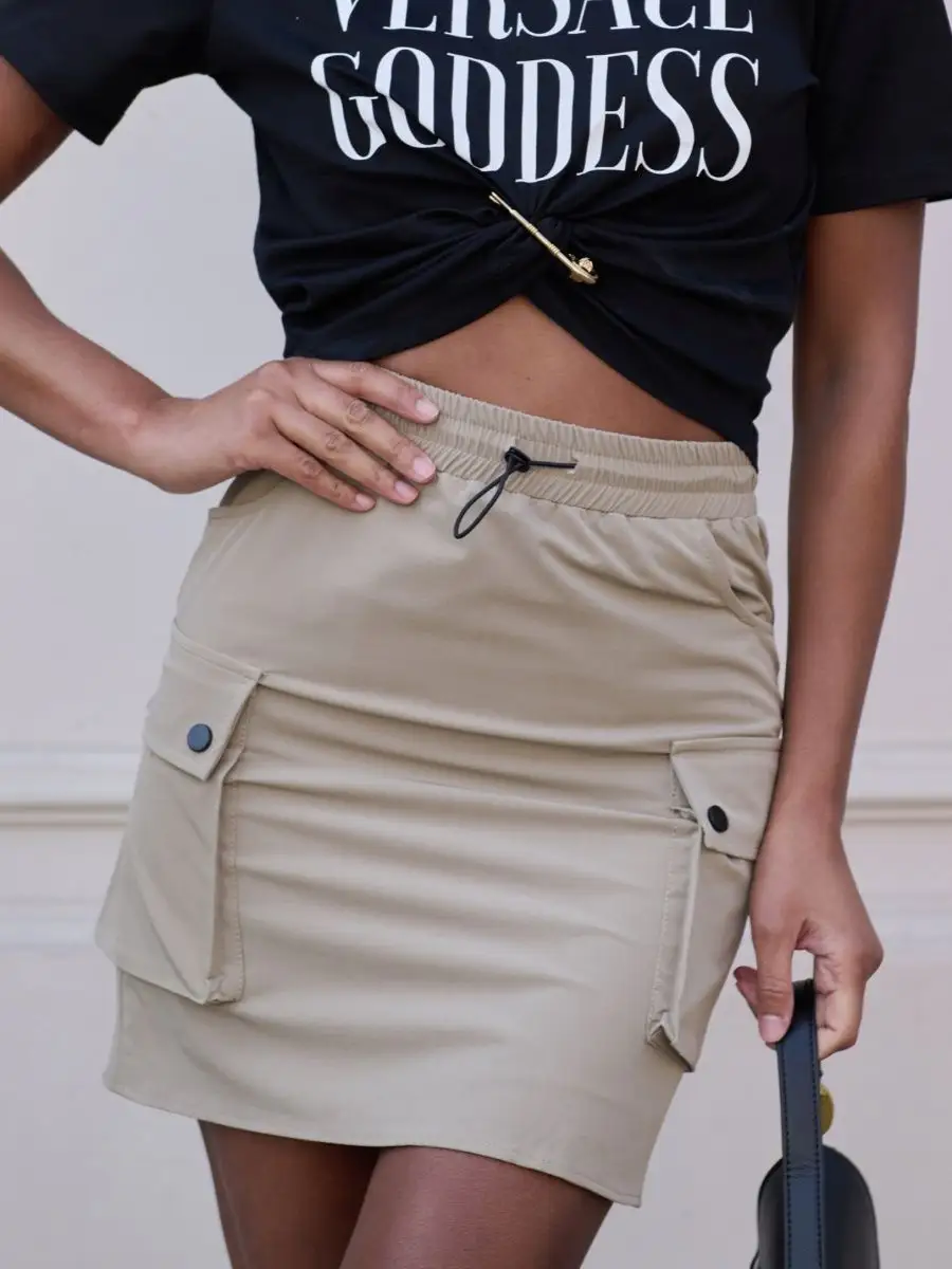 Бежевая юбка карго мини
