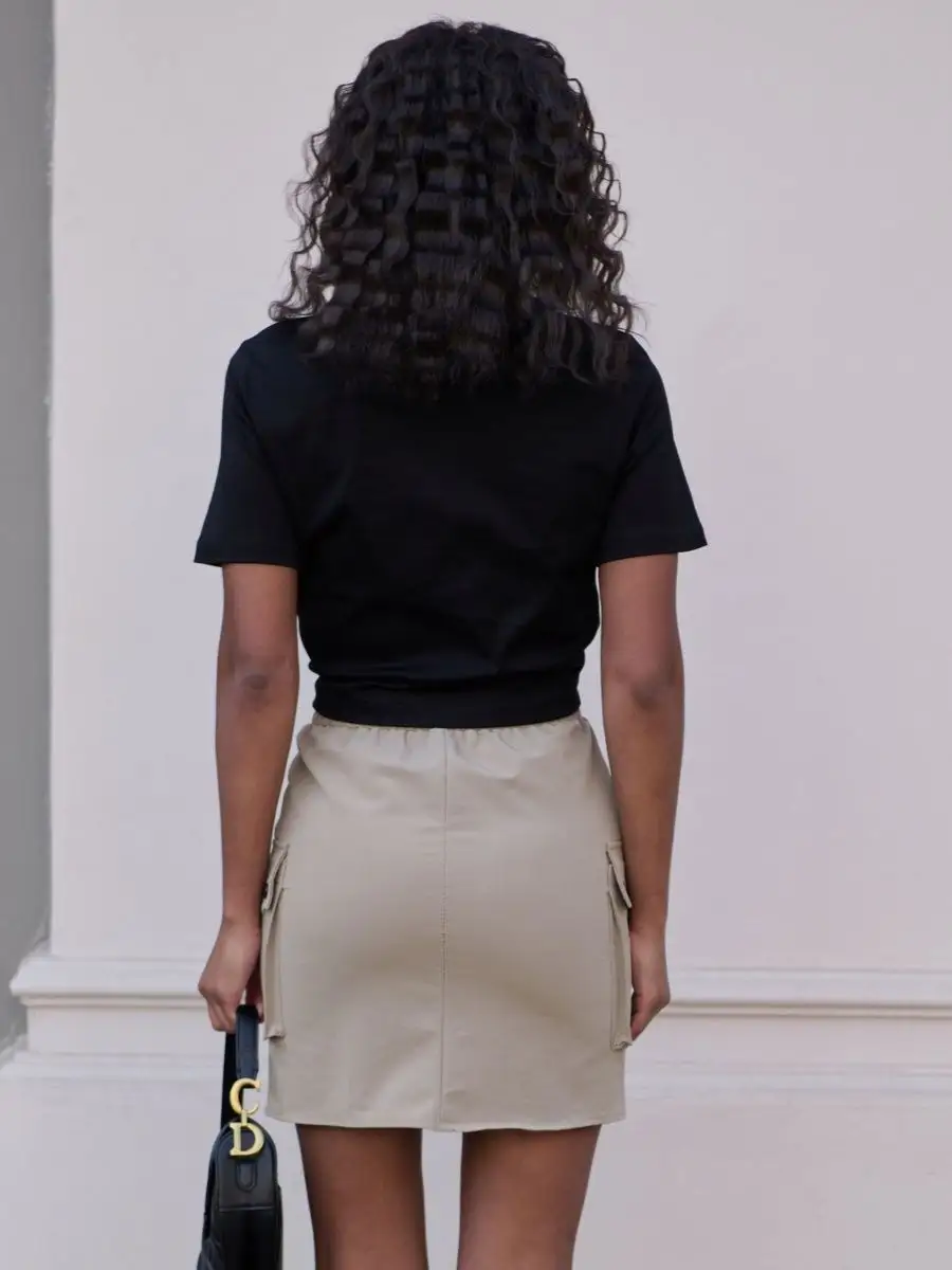 Бежевая юбка карго мини