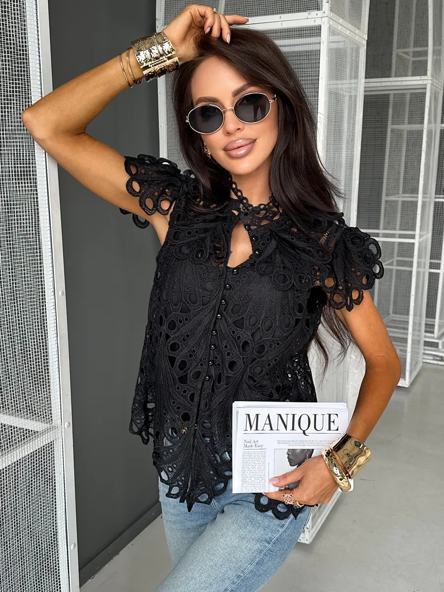 Черная блузка летняя нарядная