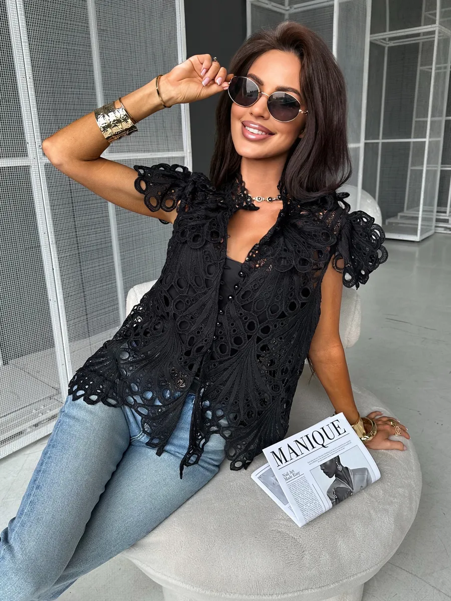 Черная блузка летняя нарядная