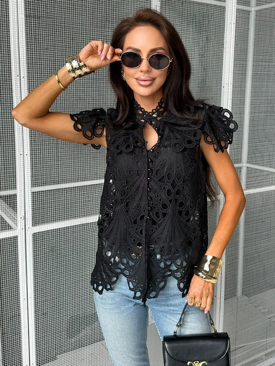 Черная блузка летняя нарядная