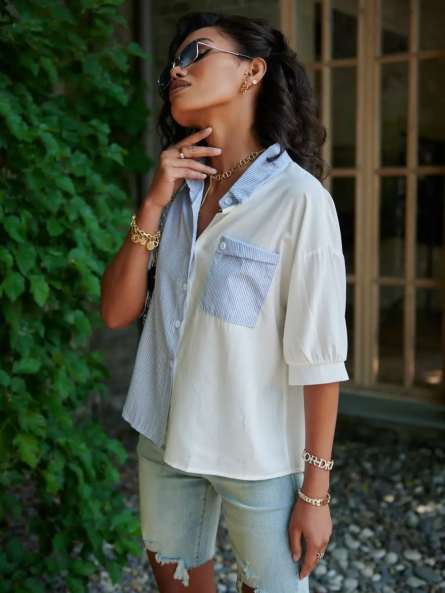 Рубашка офисная короткая