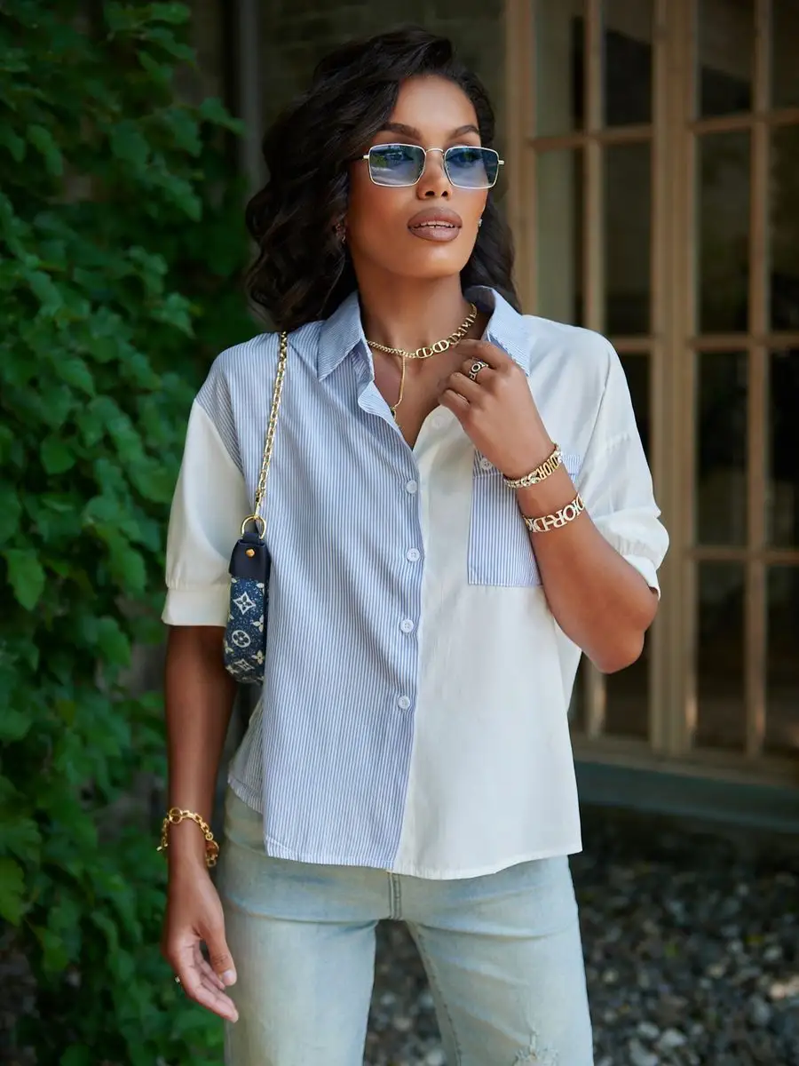 Рубашка офисная короткая