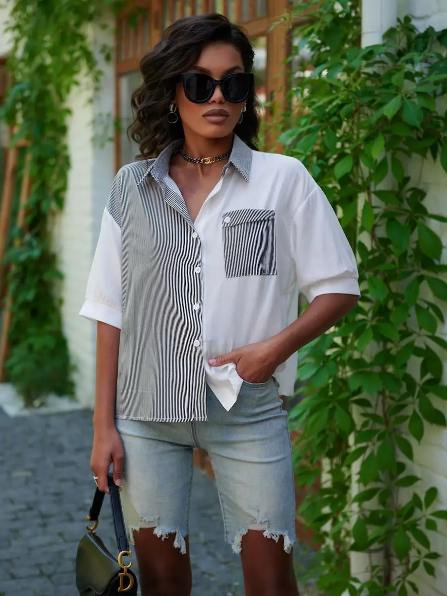 Рубашка офисная короткая