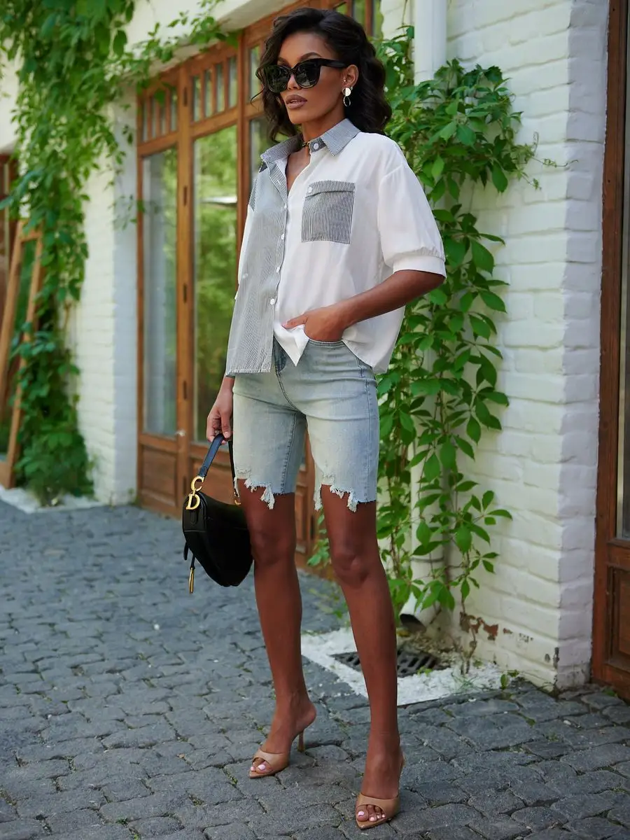 Рубашка офисная короткая