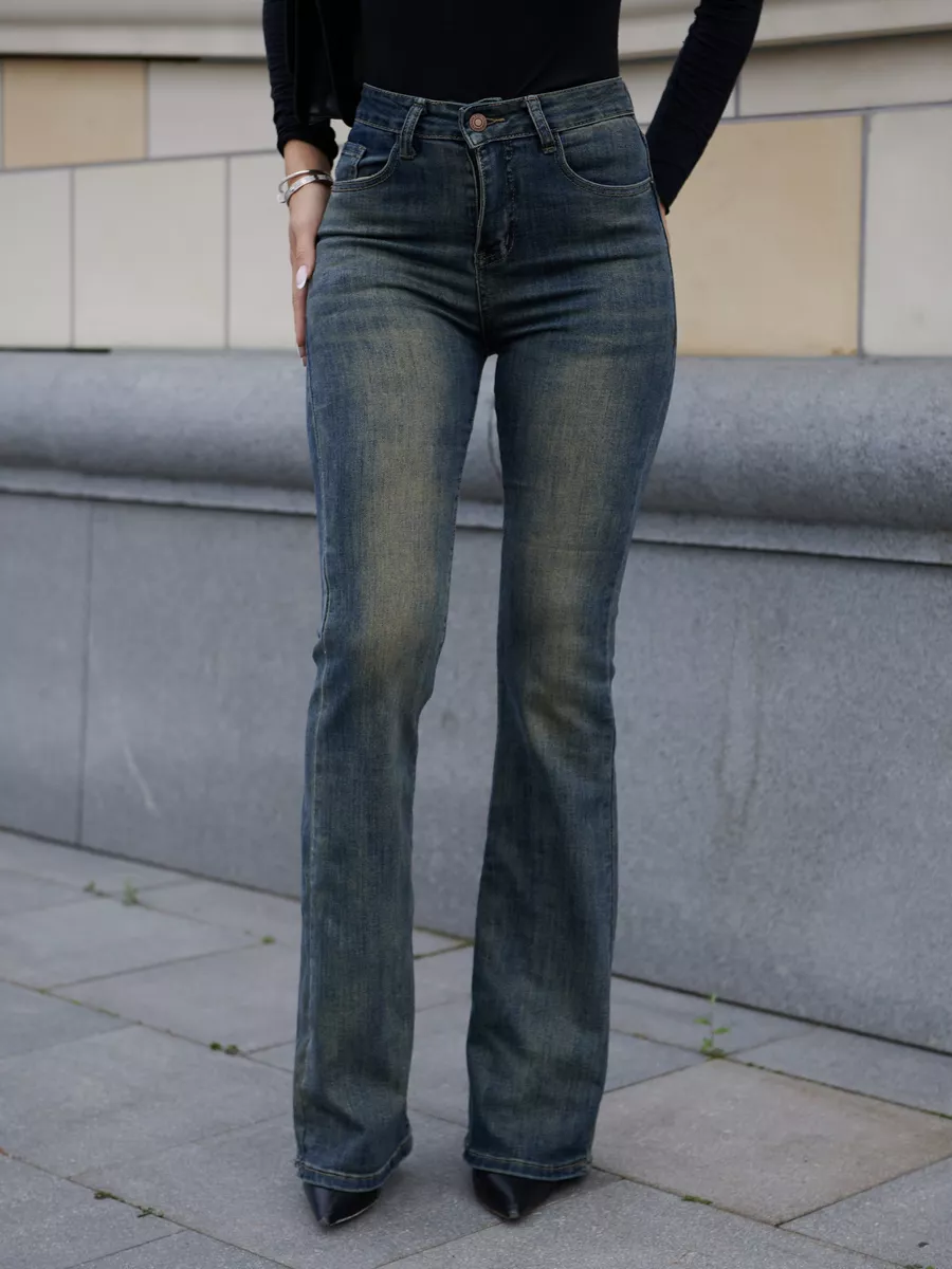 Джинсы с высокой посадкой пушап клеш