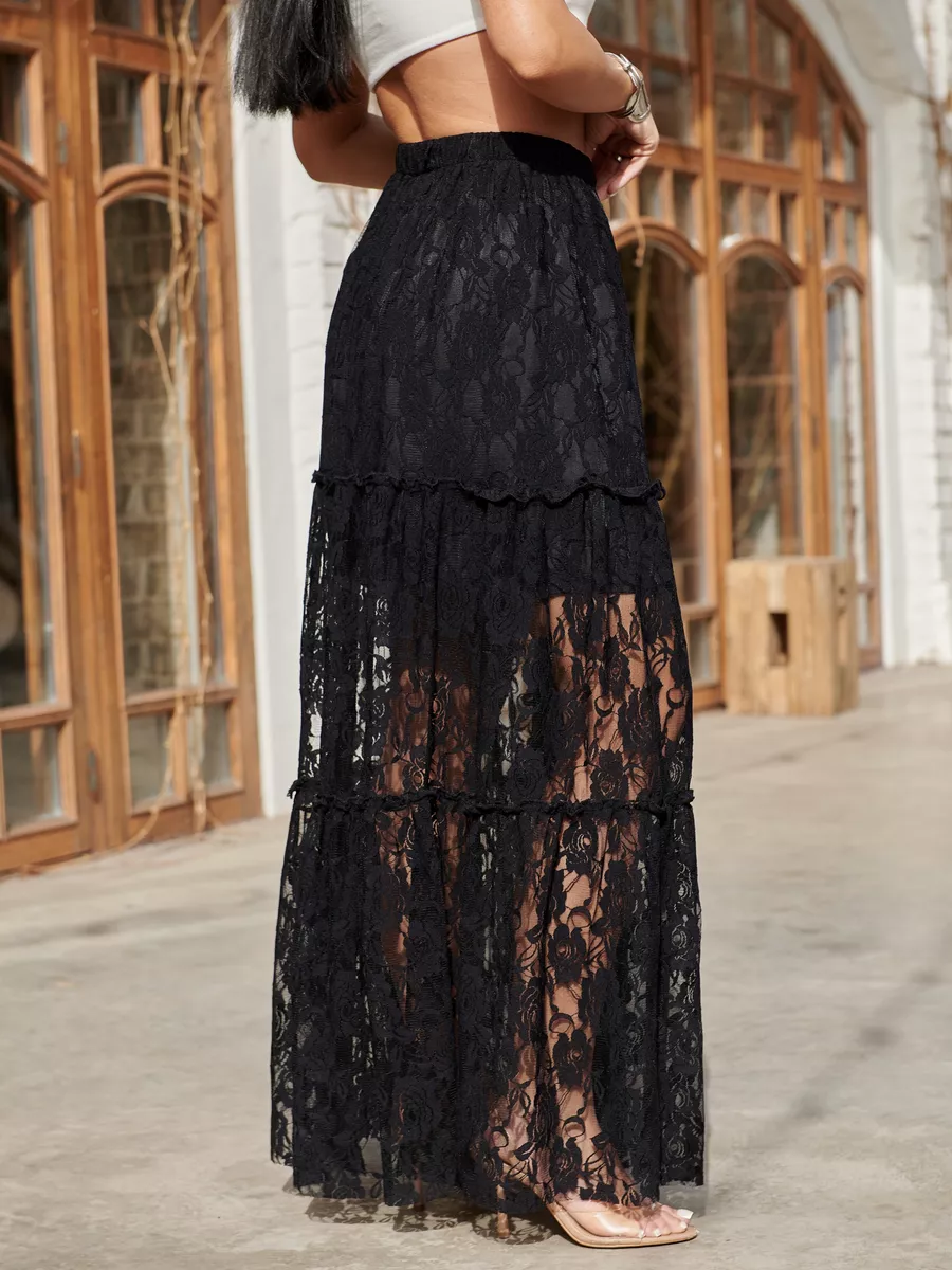 Юбка длинная летняя из гипюра сетка