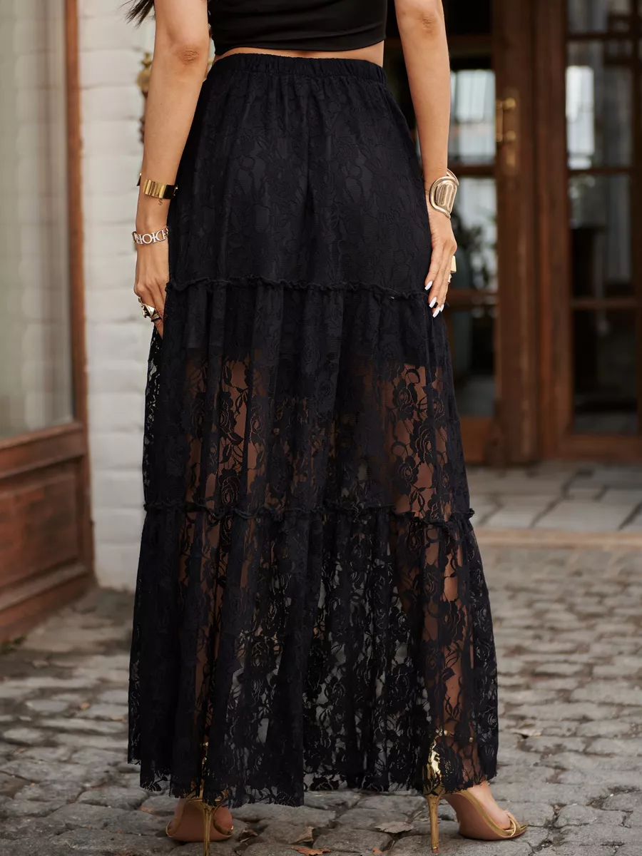 Юбка длинная летняя из гипюра сетка