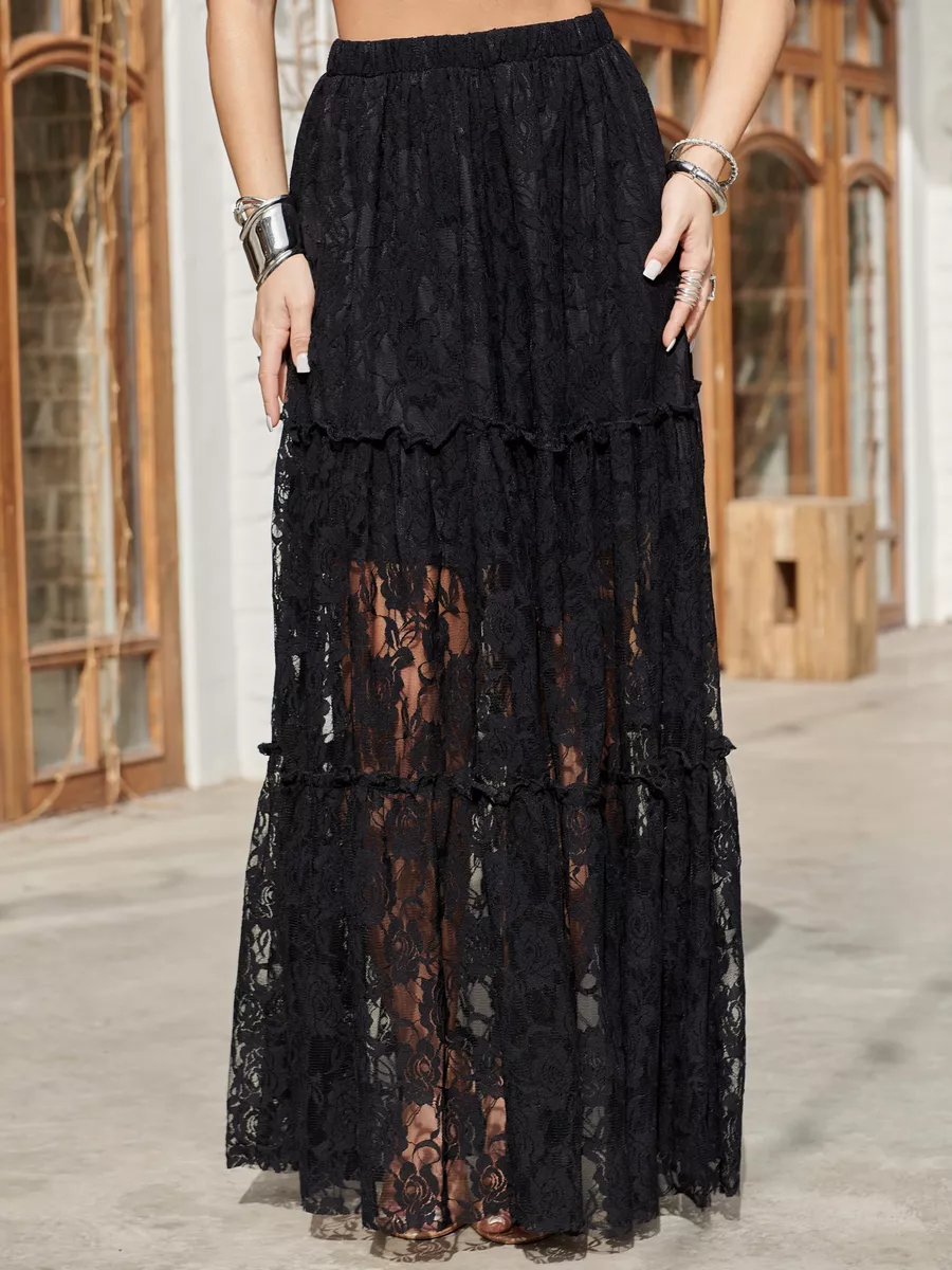 Юбка длинная летняя из гипюра сетка