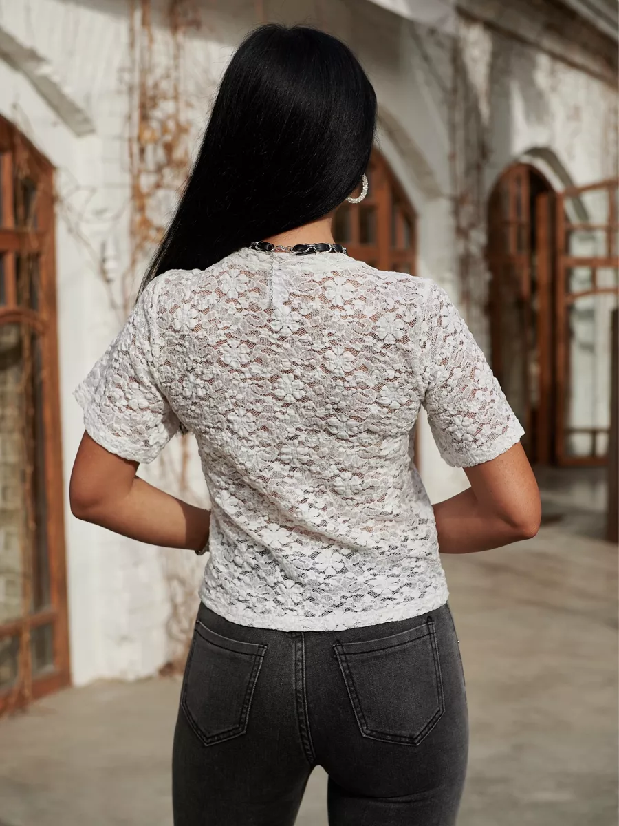 Белая блузка нарядная кружевная