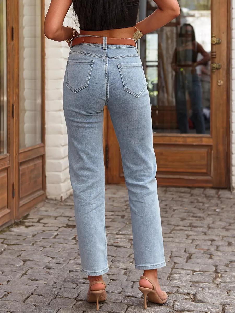 Джинсы прямые укороченные капри