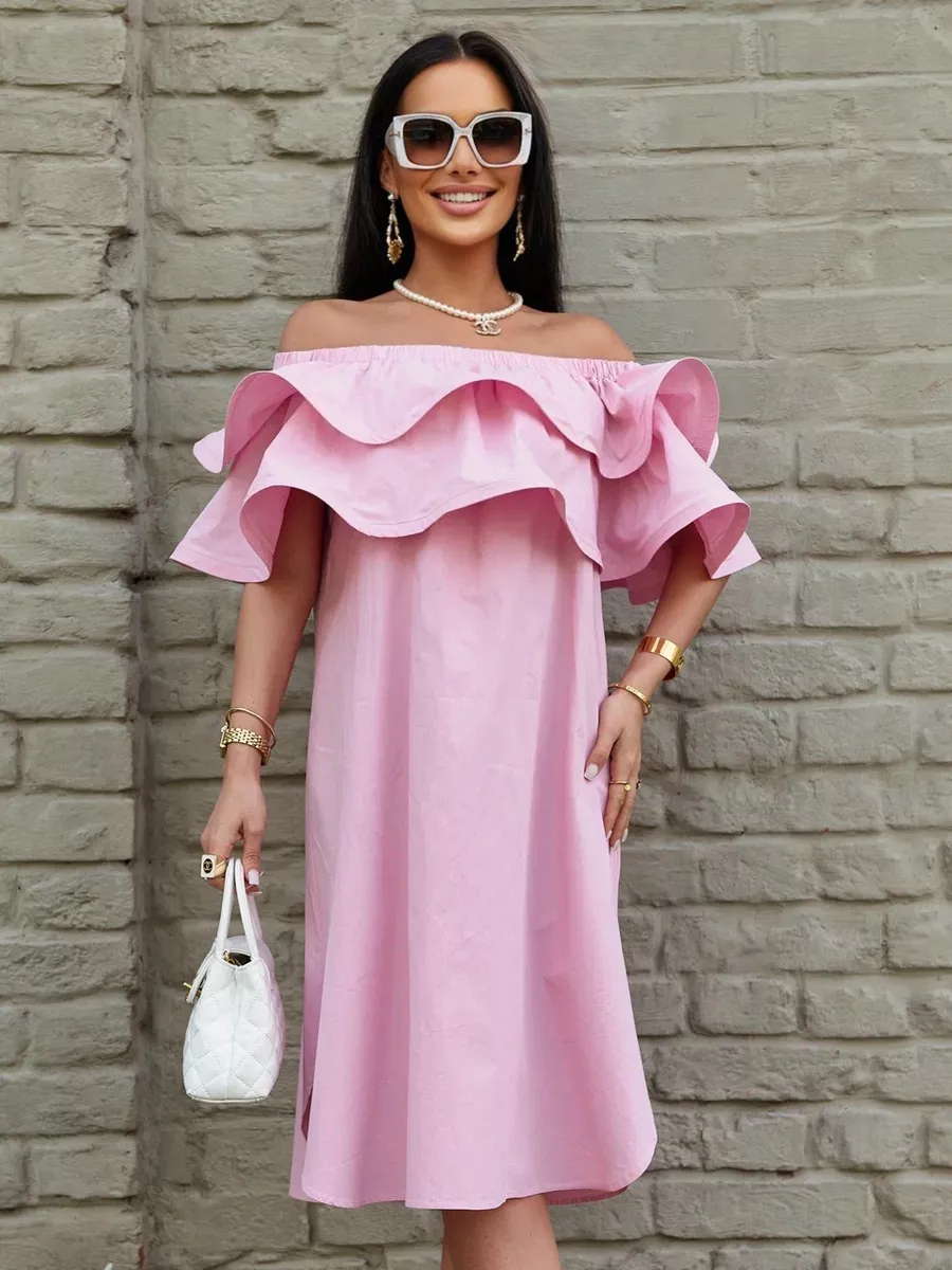 Летнее платье сарафан с открытыми плечами