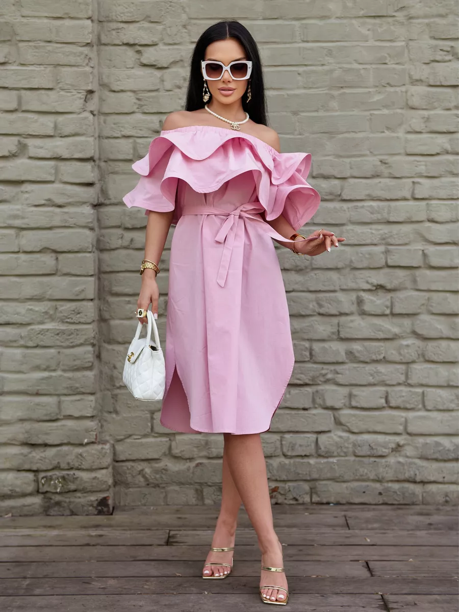 Летнее платье сарафан с открытыми плечами