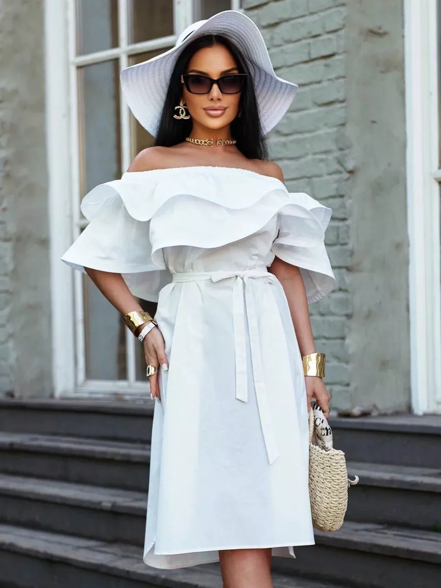 Летнее платье сарафан с открытыми плечами