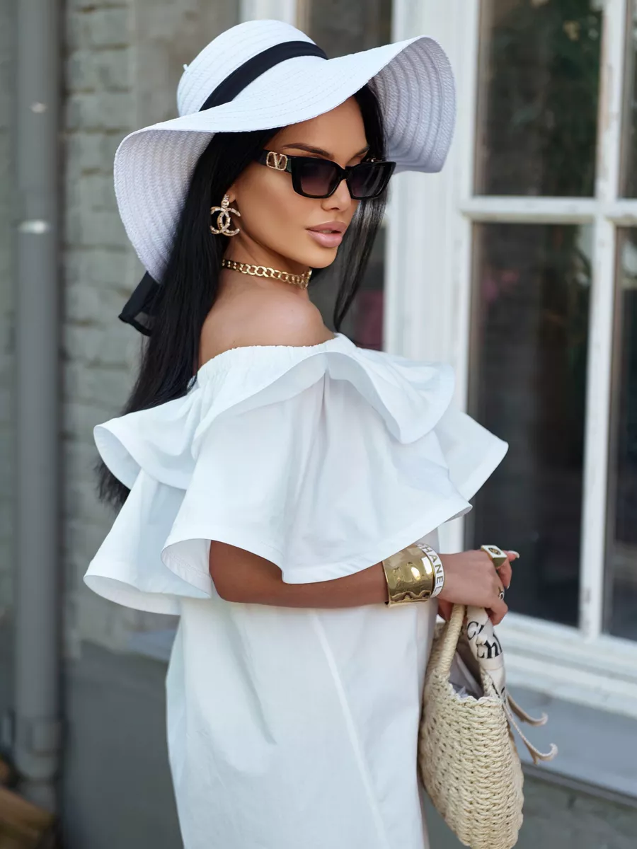 Летнее платье сарафан с открытыми плечами