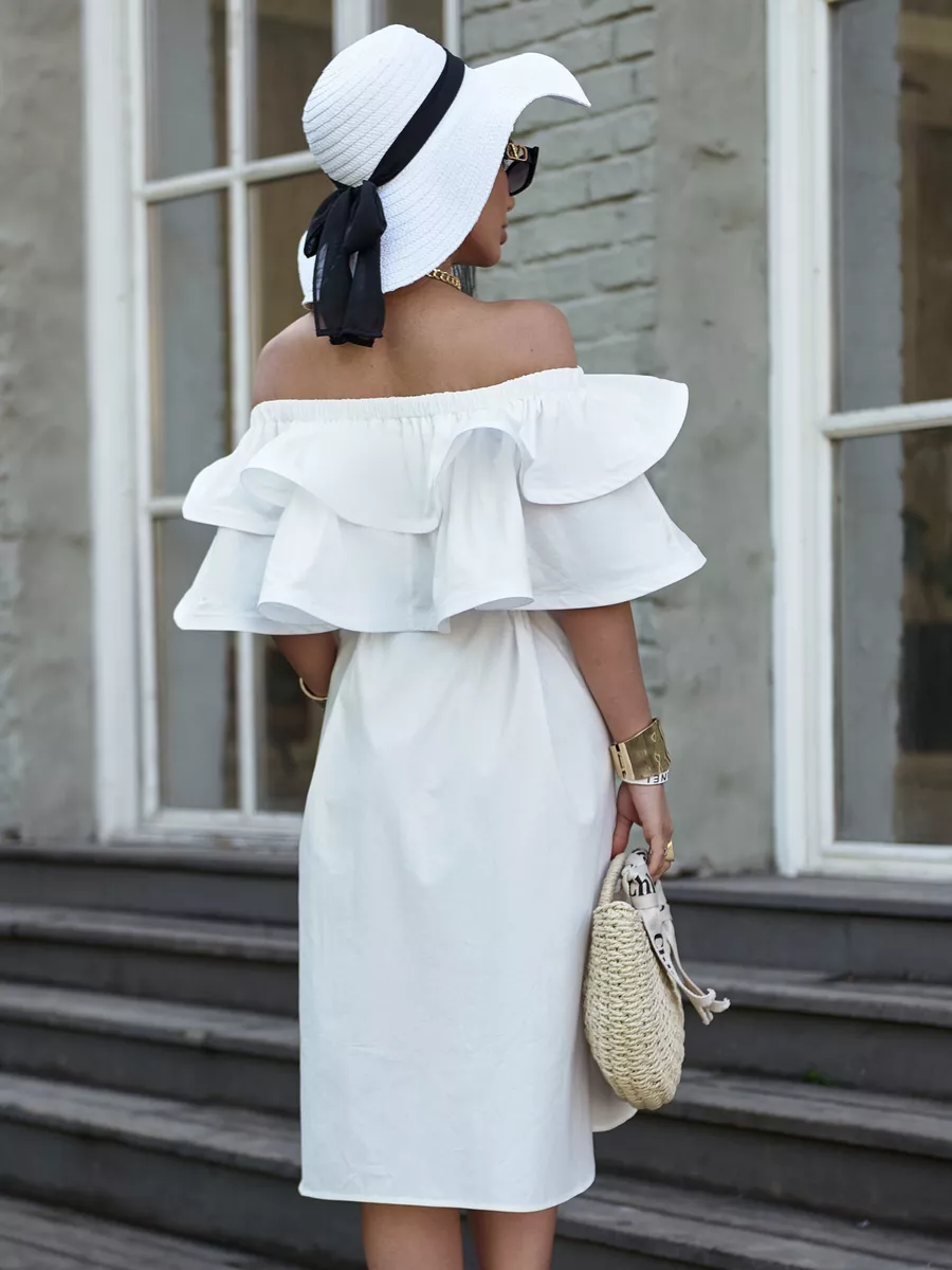 Летнее платье сарафан с открытыми плечами