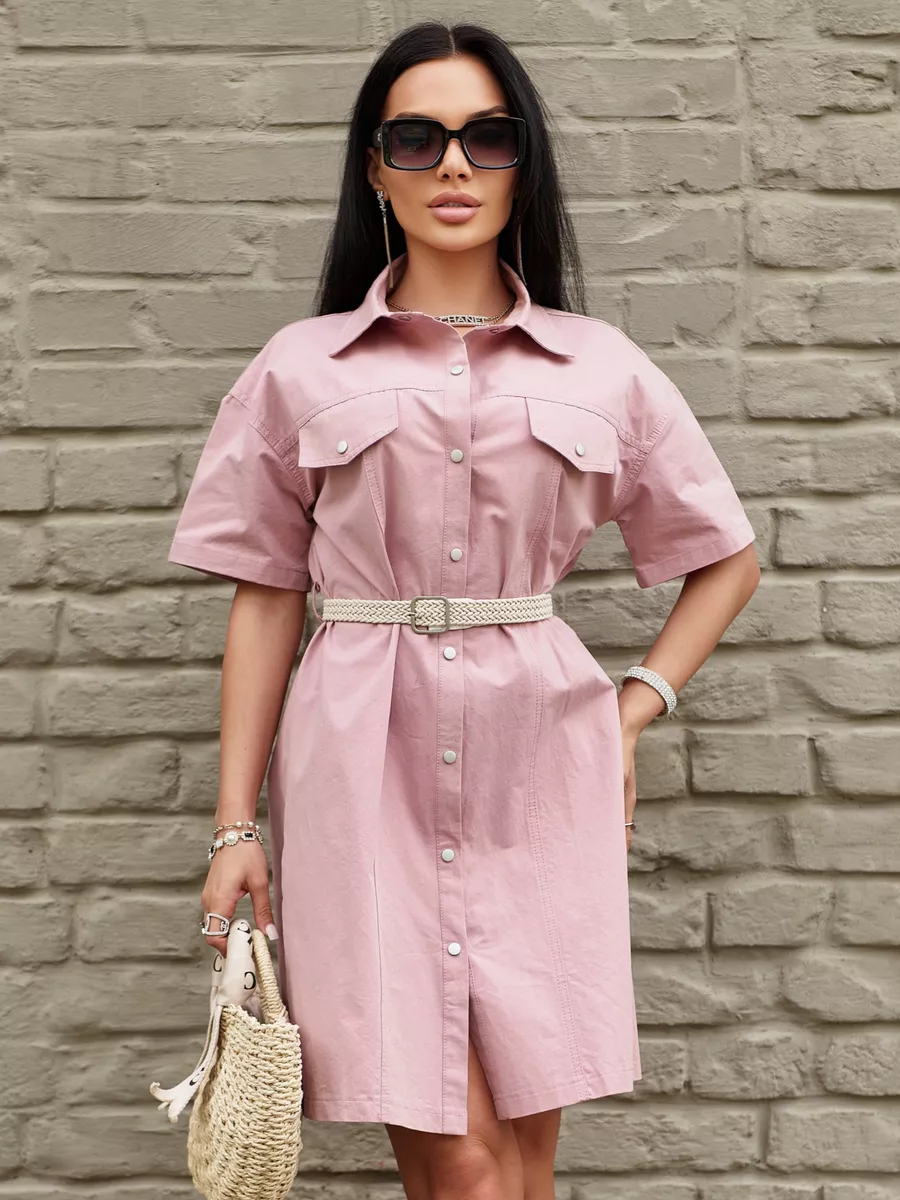 Летнее платье рубашка мини