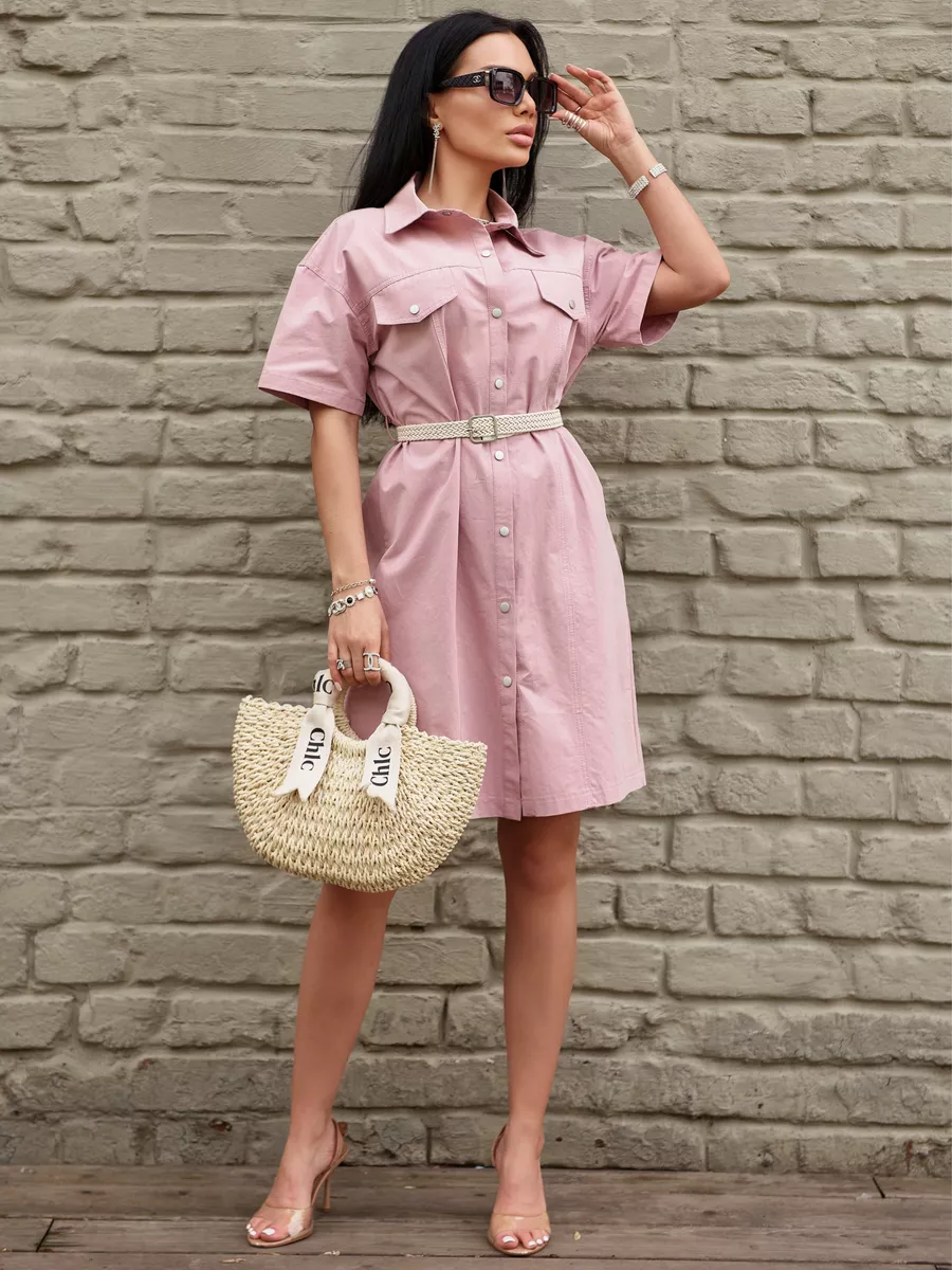 Летнее платье рубашка мини