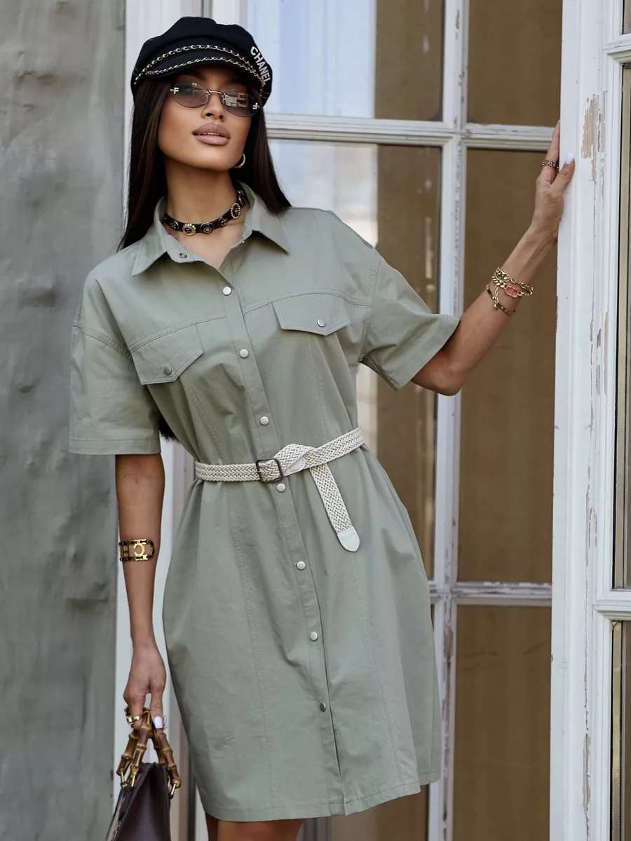 Летнее платье рубашка мини