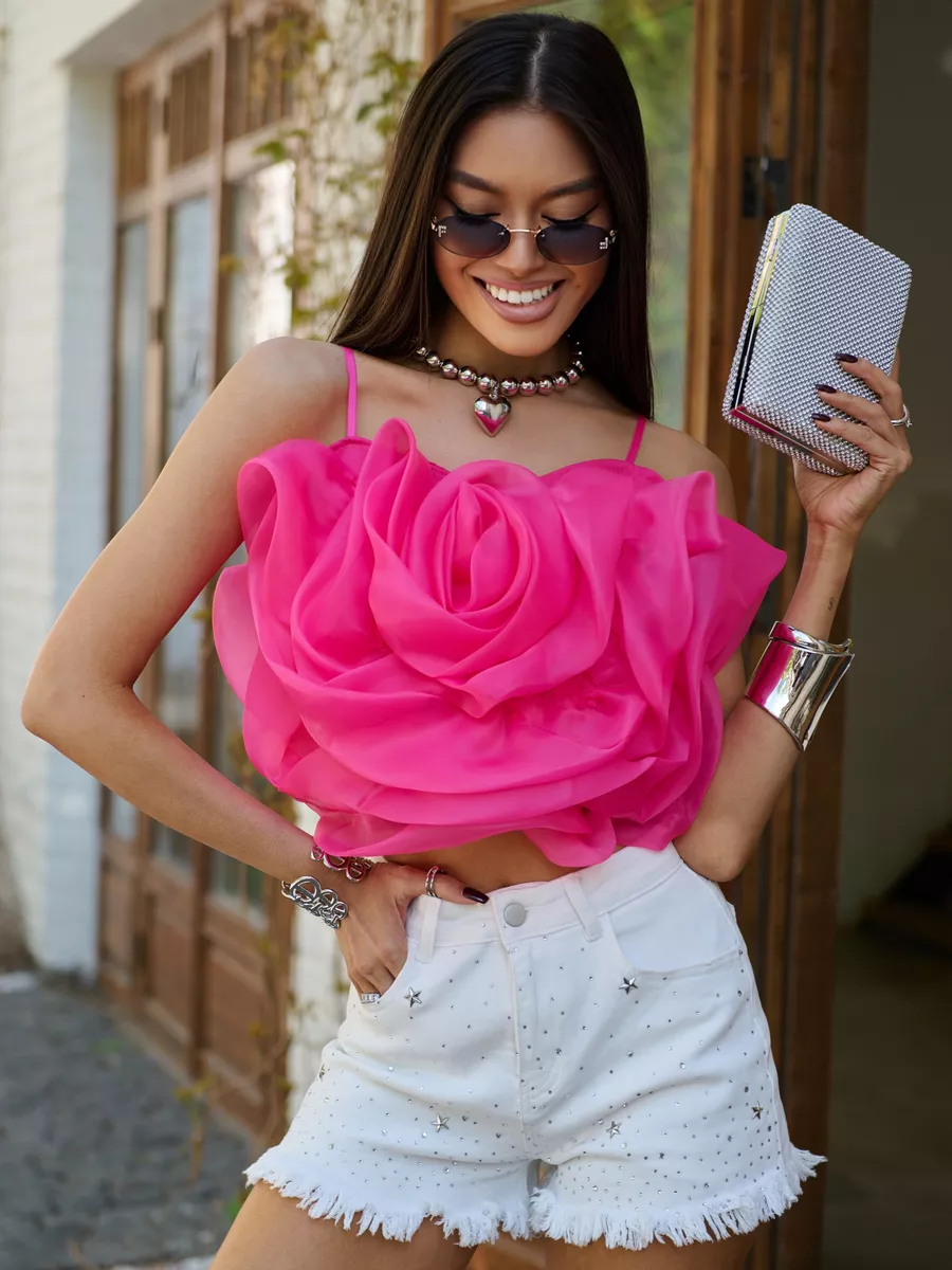 Топ летний вечерний на бретелях с драпировкой