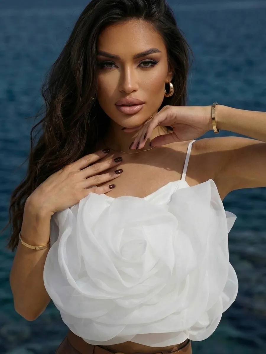 Топ летний вечерний на бретелях с драпировкой