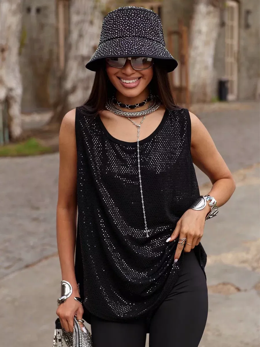 Топ майка летний с блестками