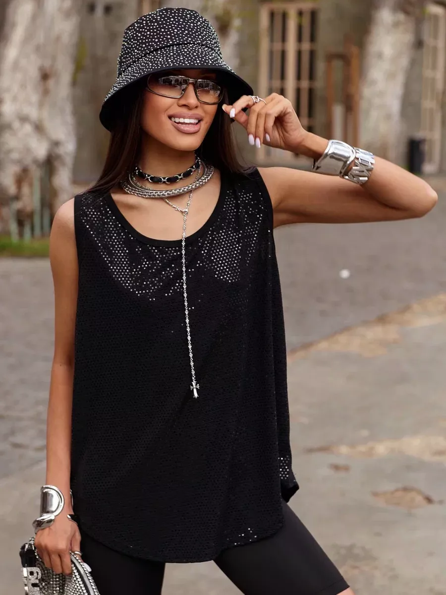 Топ майка летний с блестками