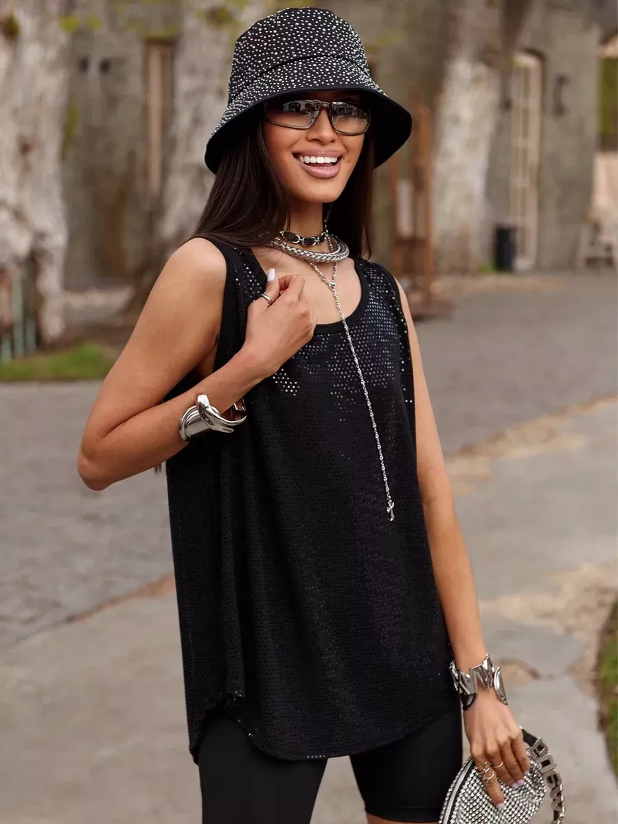 Топ майка летний с блестками