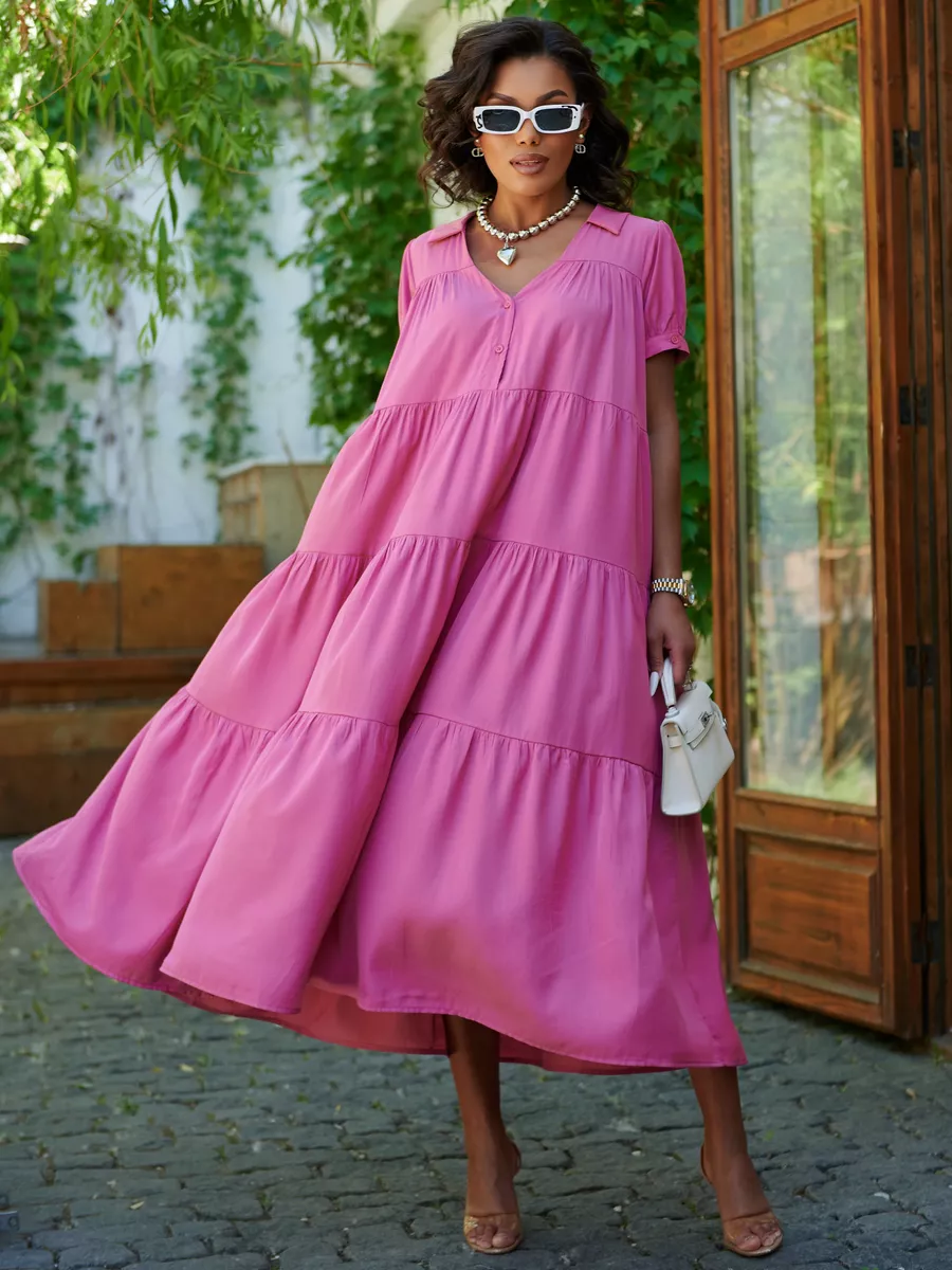 Свободное ярусное платье в стиле бохо