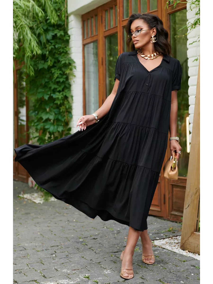 Свободное ярусное платье в стиле бохо